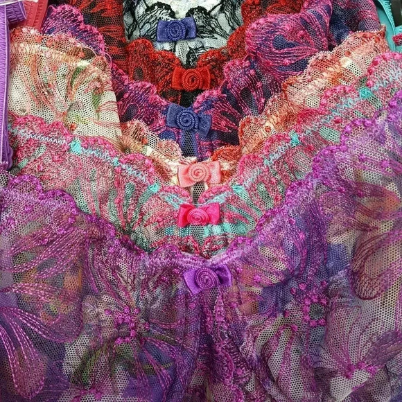 42DDD Paramour 115009 Ellie‎ Demi Unlined Sheer Lace Underwire Bra Purple NWT - Picture 10 of 11